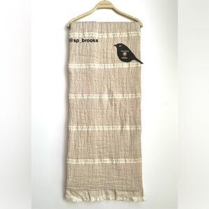 🎁Piscatextil Throw Blanket - Cotton Textured Gray with Distressed Oatmeal Trim